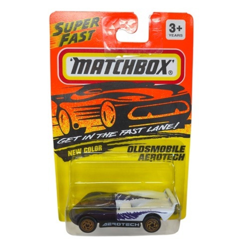1993 Matchbox Super Fast Oldsmobile Aerotech #62 White/Purple Die Cast